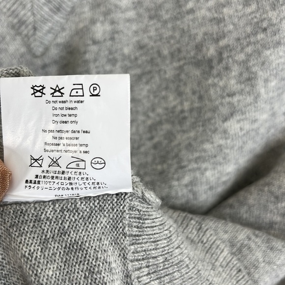 Michael Kors Collection Gray Cashmere V Neck Faux Wrap Sweater - Picture 8 of 8